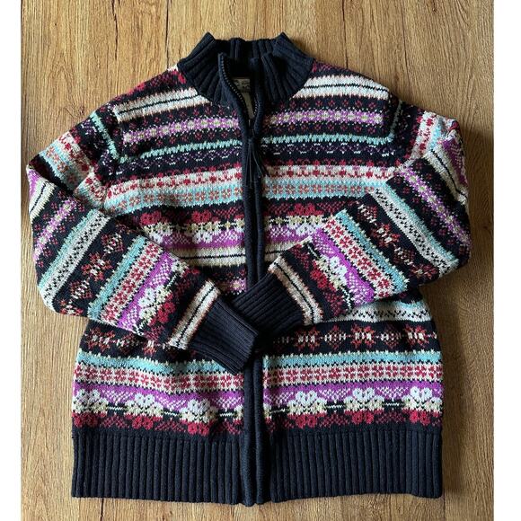 Heirloom Collectibles Vtg Multi Pattern Full Zip Sweater Size Medium - Picture 1 of 6